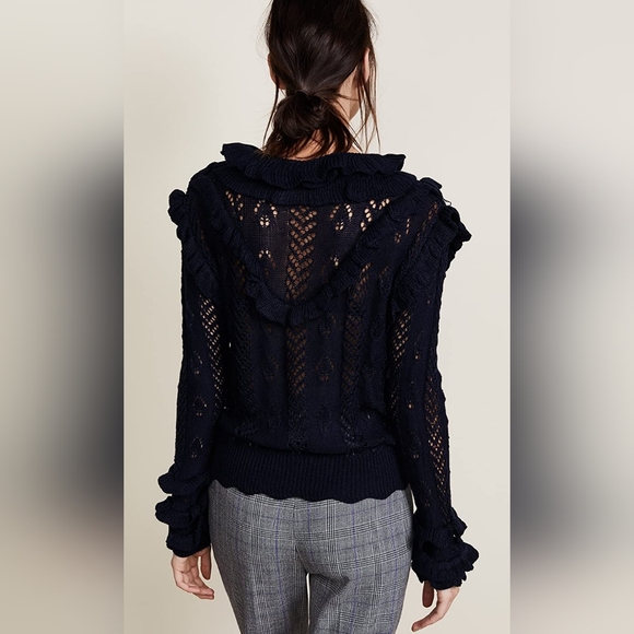 Glamorous Navy Blue Ruffle Sweater Long Sleeve Pullover Women’s Size 8 NWT - Picture 3 of 12